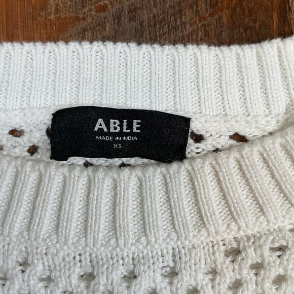ABLE Cream Open Knit Cotton Sweater Women’s XS - Picture 5 of 9